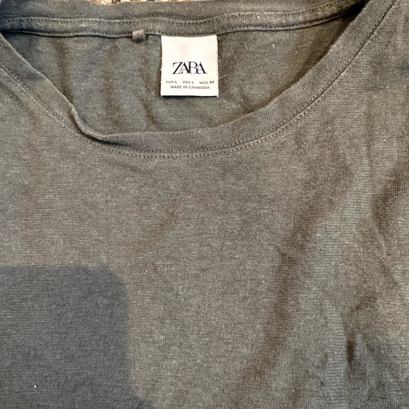 Zara Linen Blend T-Shirt | L - Picture 3 of 3
